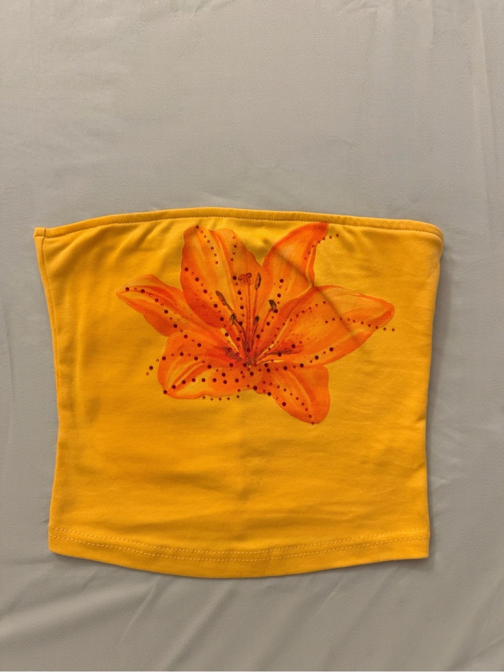 Yellow Tube Top with Orange Floral Print